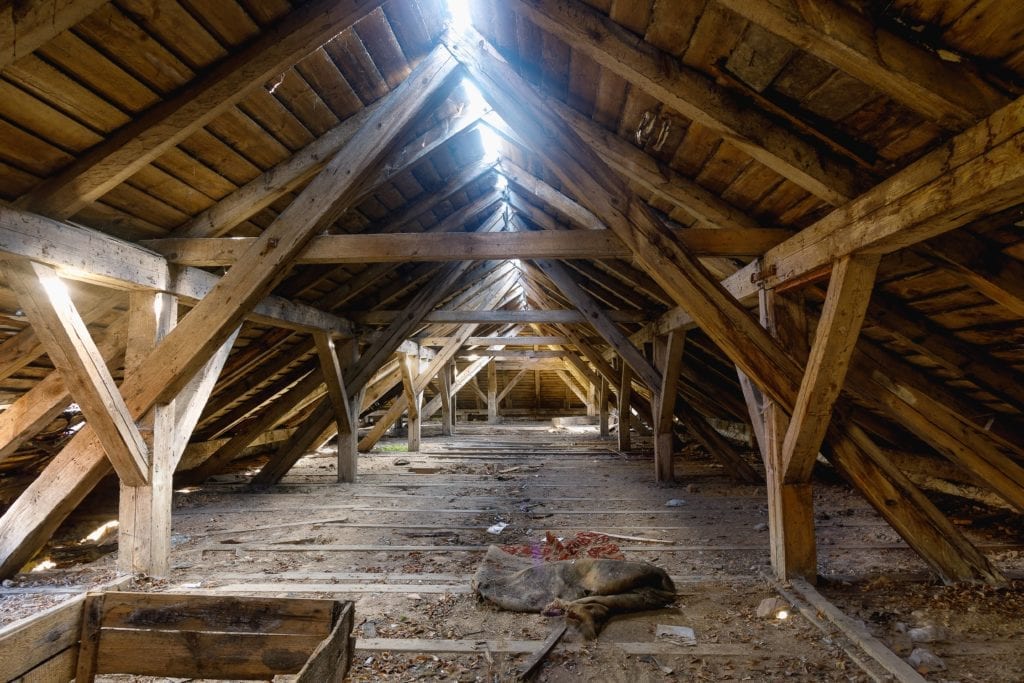 Light shining through the attic