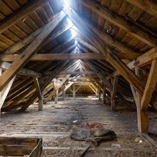 Light shining through the attic