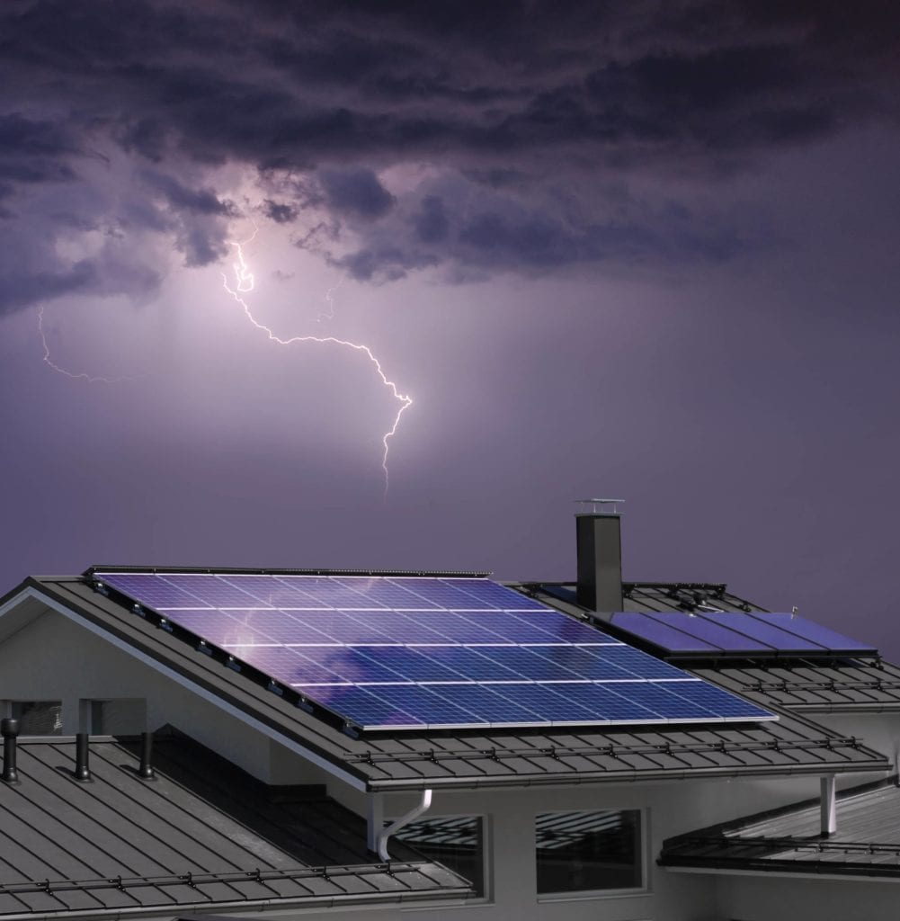 solar panel on a cloudy day