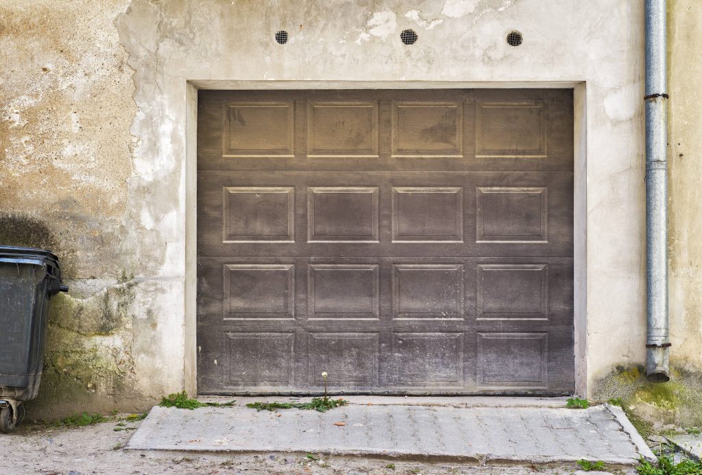 Moldy concrete on a tandem garage