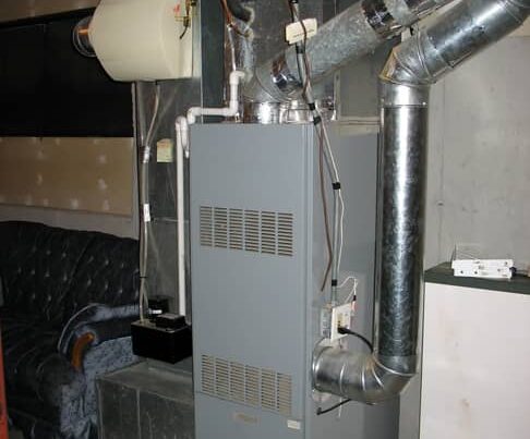 A furnace located in the basement.