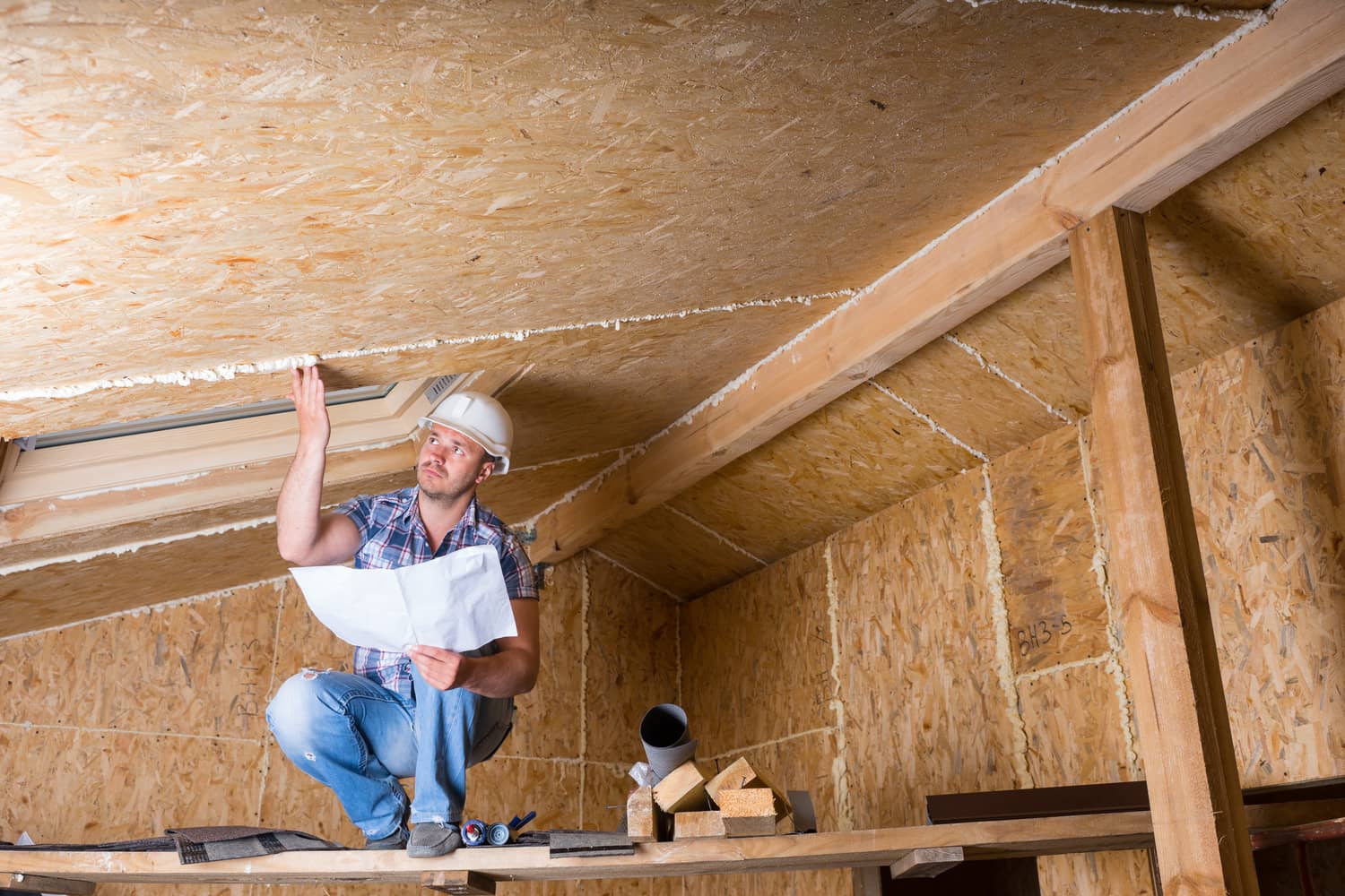 Person checking before they encapsulate crawlspace