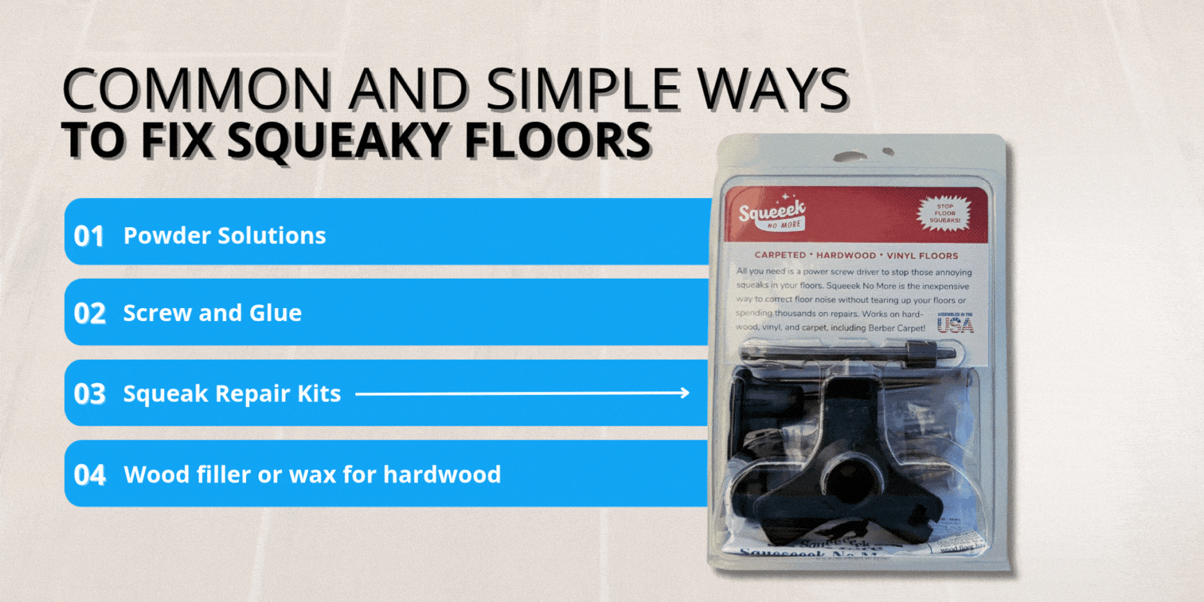 how to fix squeaky floorboards